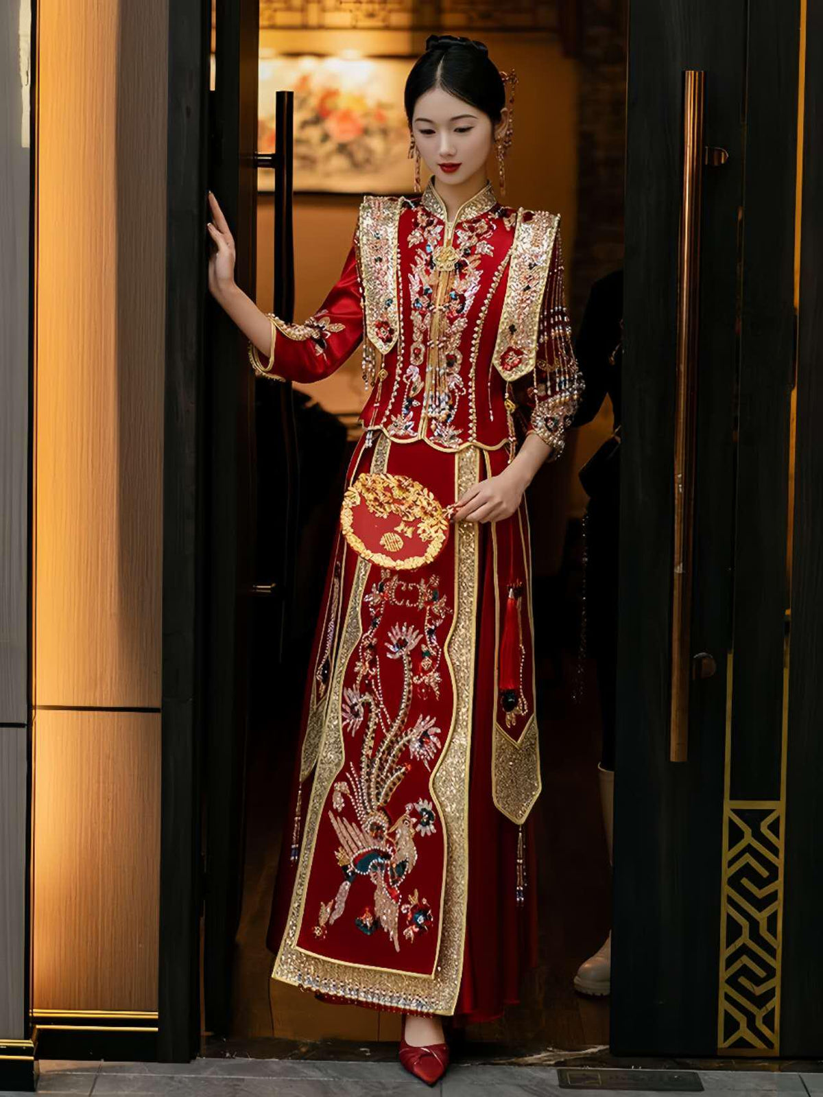 Women's Red Vintage Qipao Cheongsam Dress – additional product view