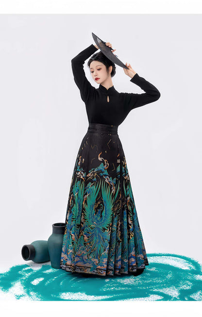 Women's Elegant Modern Hanfu Set – Brocade High Waist – additional product view