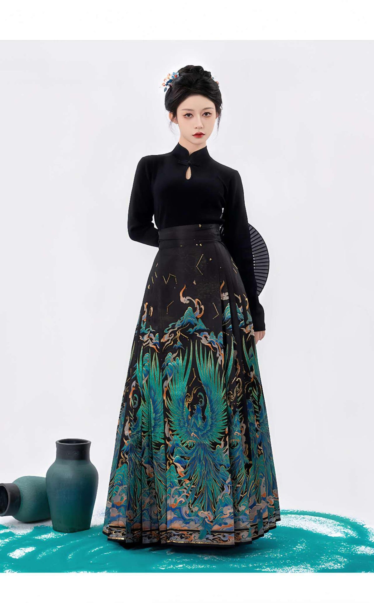 Women's Elegant Modern Hanfu Set – Brocade High Waist – additional product view