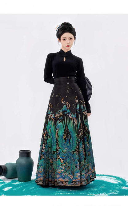 Women's Elegant Modern Hanfu Set – Brocade High Waist – additional product view