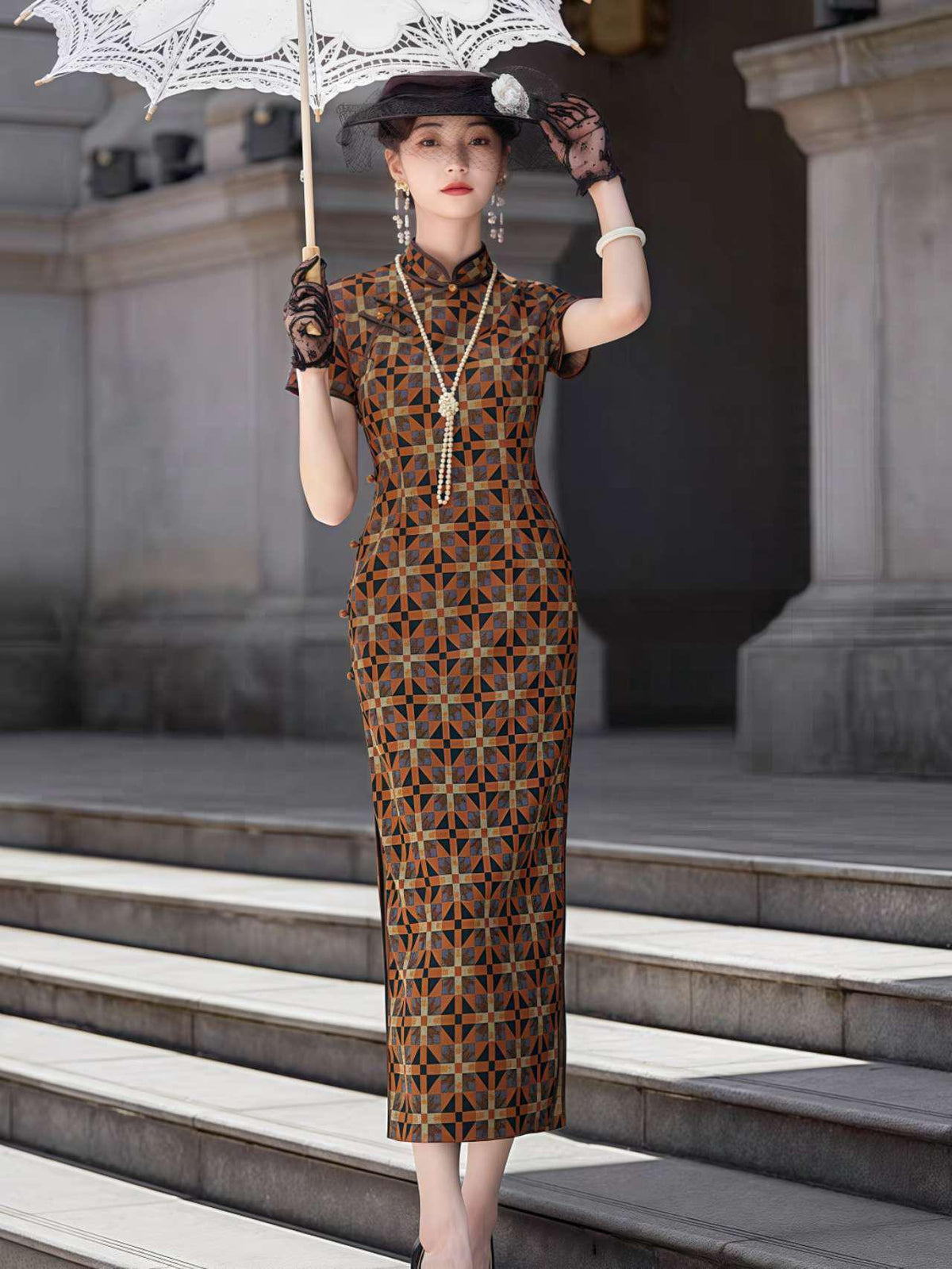 Women's Vintage Qipao Cheongsam Dress – Satin Embroidered – additional product view