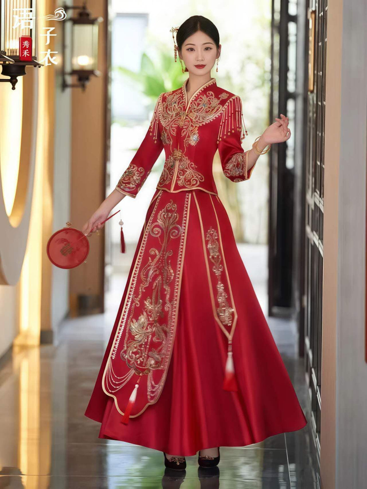 Women's Red Vintage Qipao Cheongsam Dress – additional product view