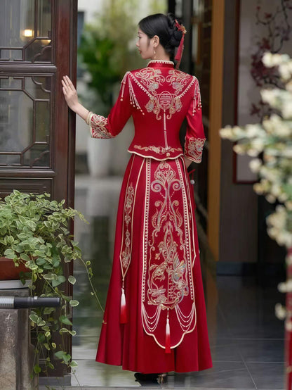Women's Red Vintage Qipao Cheongsam Dress – additional product view