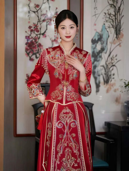 Women's Red Vintage Qipao Cheongsam Dress – additional product view