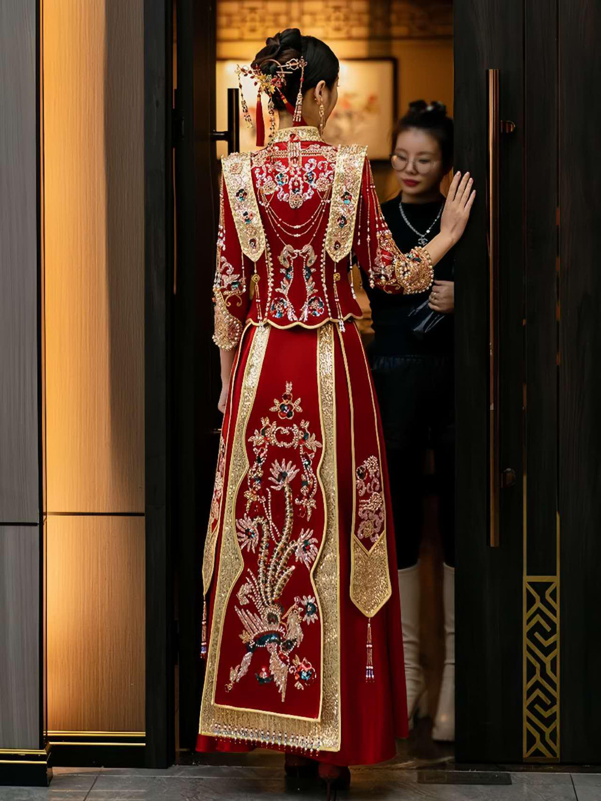 Women's Red Vintage Qipao Cheongsam Dress – additional product view