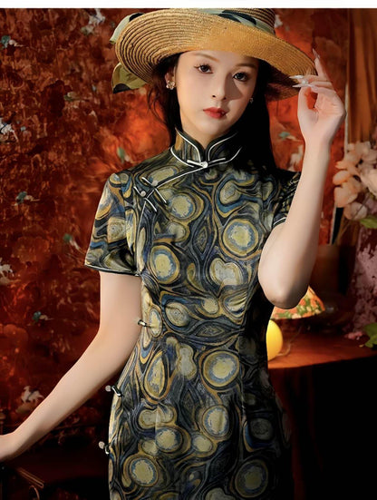 Women's Vintage Brocade Qipao Cheongsam Dress – additional product view