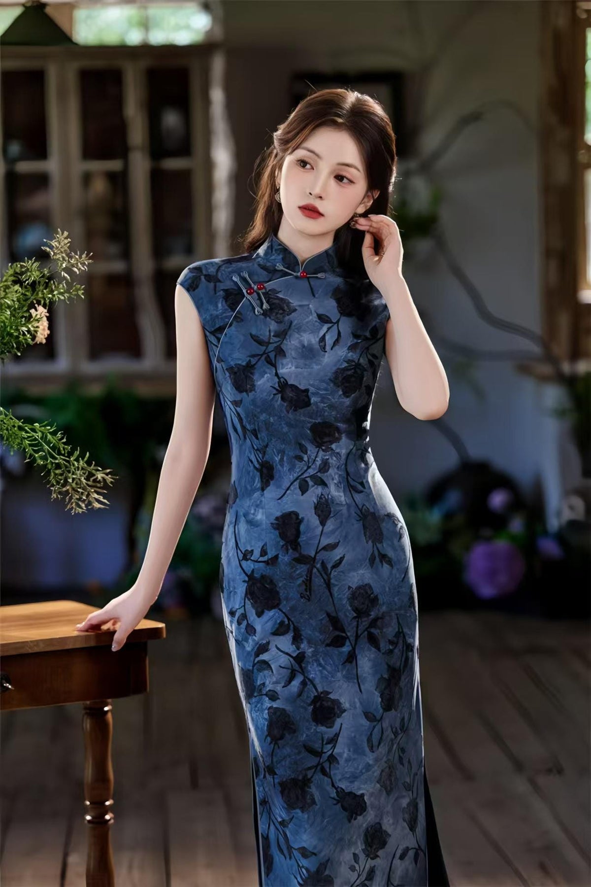 Women's Floral Qipao Cheongsam Dress – Mandarin Collar – additional product view