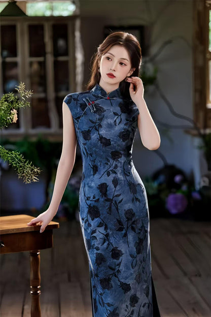 Women's Floral Qipao Cheongsam Dress – Mandarin Collar – additional product view