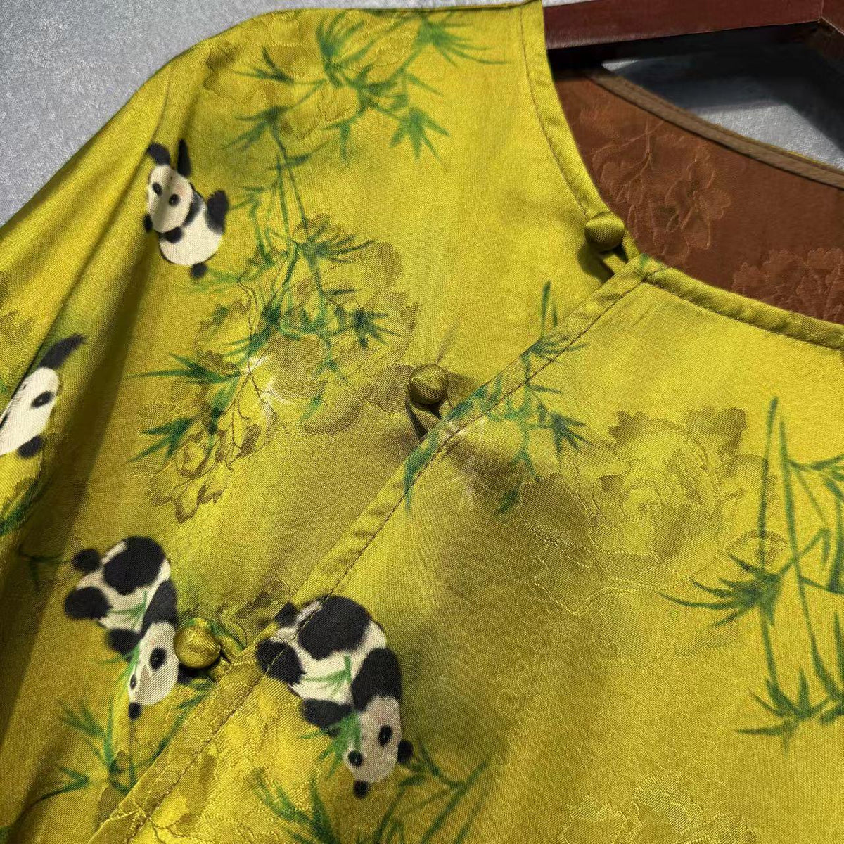 Women's Vintage Satin Qipao Cheongsam Dress – Panda Midi – additional product view