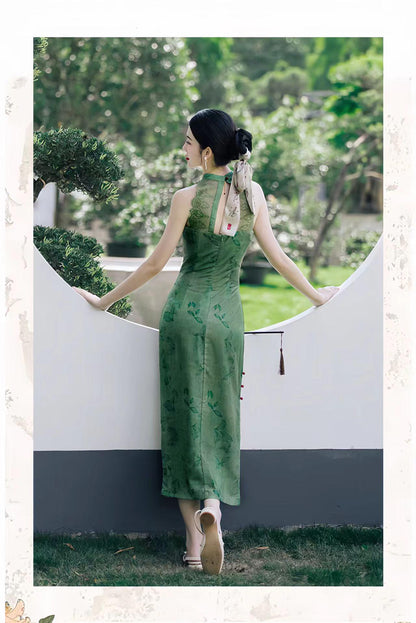 Women's Green Elegant Modern Chinese Two-Piece Set – additional product view
