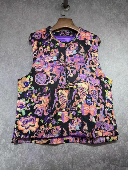Women's Vintage Brocade Chinese Style Vest – additional product view