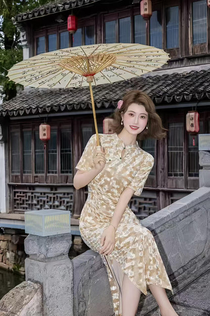Women's Vintage Velvet Qipao Cheongsam Dress – Maxi Fall Winter – additional product view