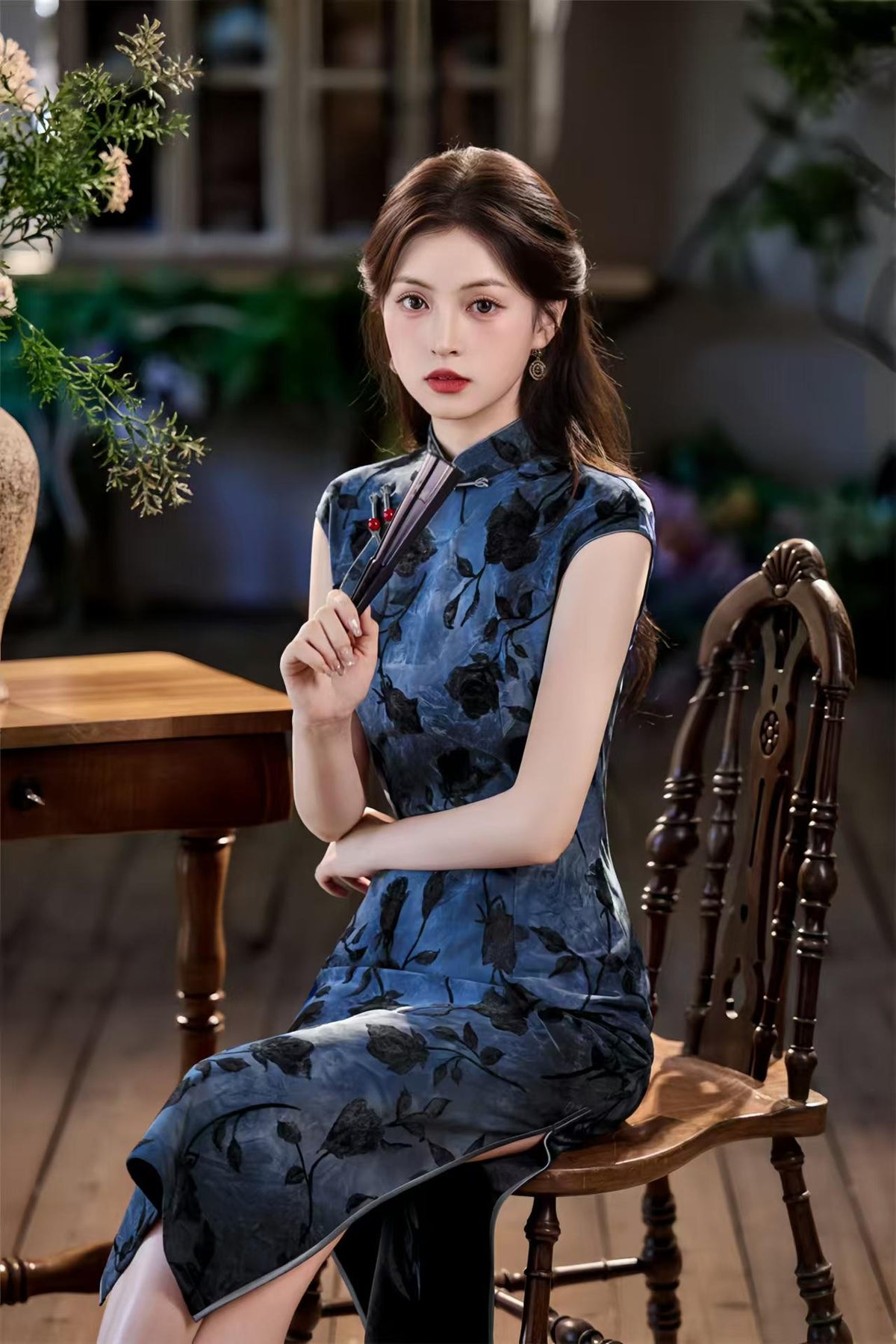 Women's Floral Qipao Cheongsam Dress – Mandarin Collar – additional product view