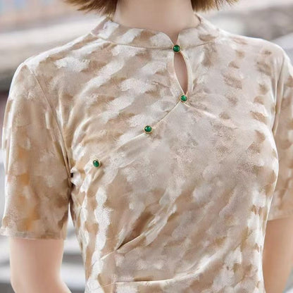 Women's Vintage Velvet Qipao Cheongsam Dress – Maxi Fall Winter – additional product view