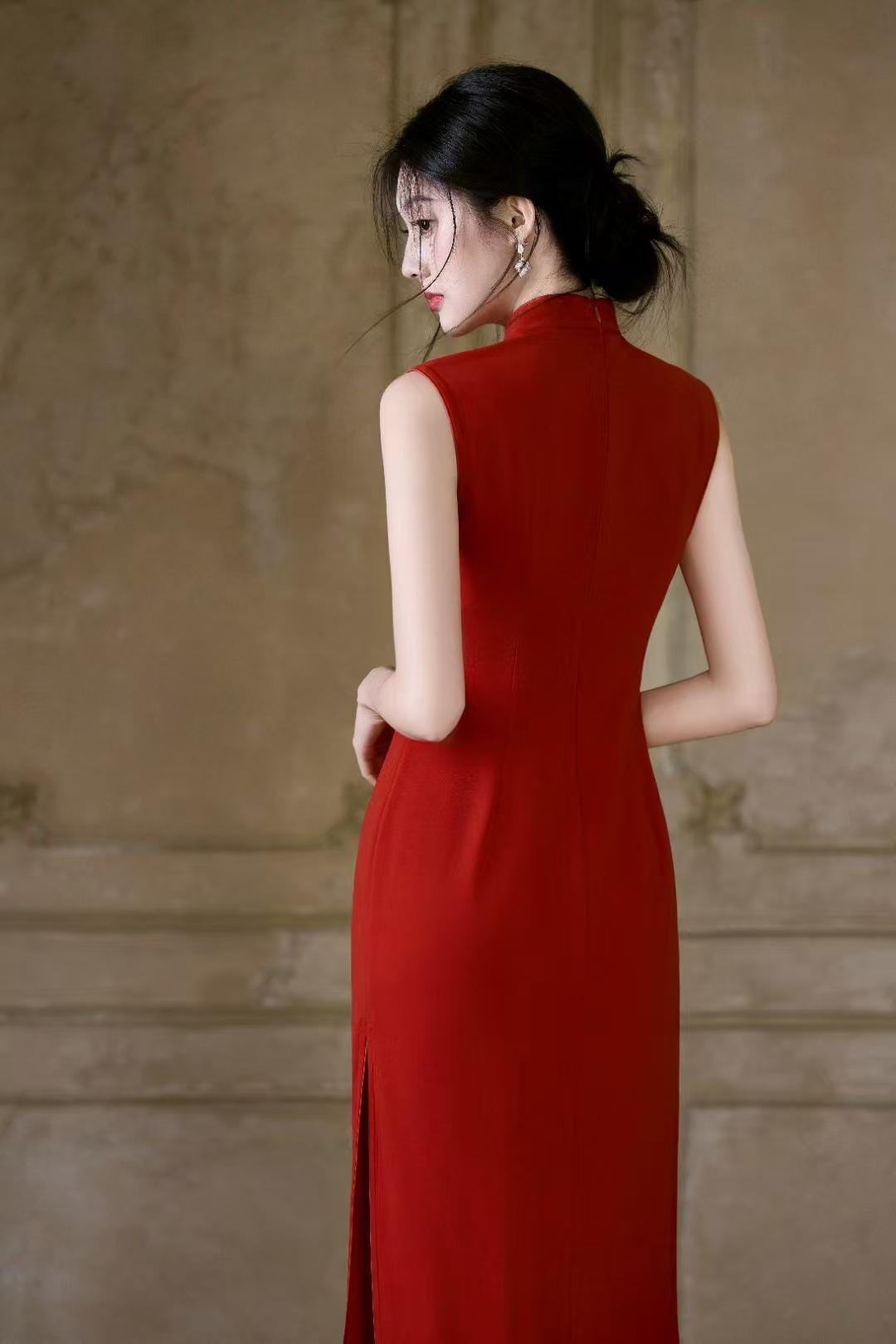 Women's Embroidered Satin Qipao Cheongsam Dress – Mandarin Collar – additional product view