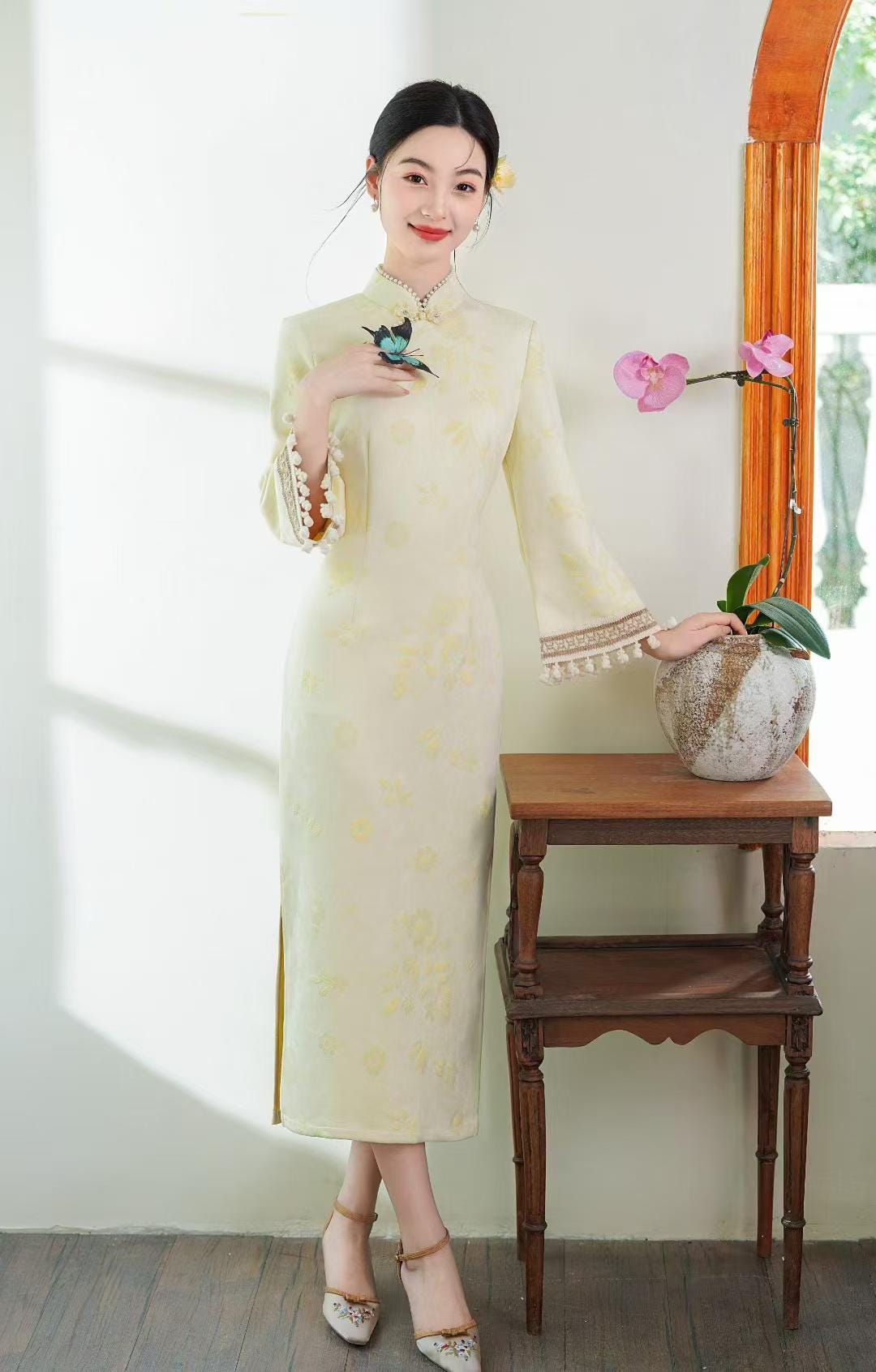Women's Floral Lace Qipao Cheongsam Dress – additional product view