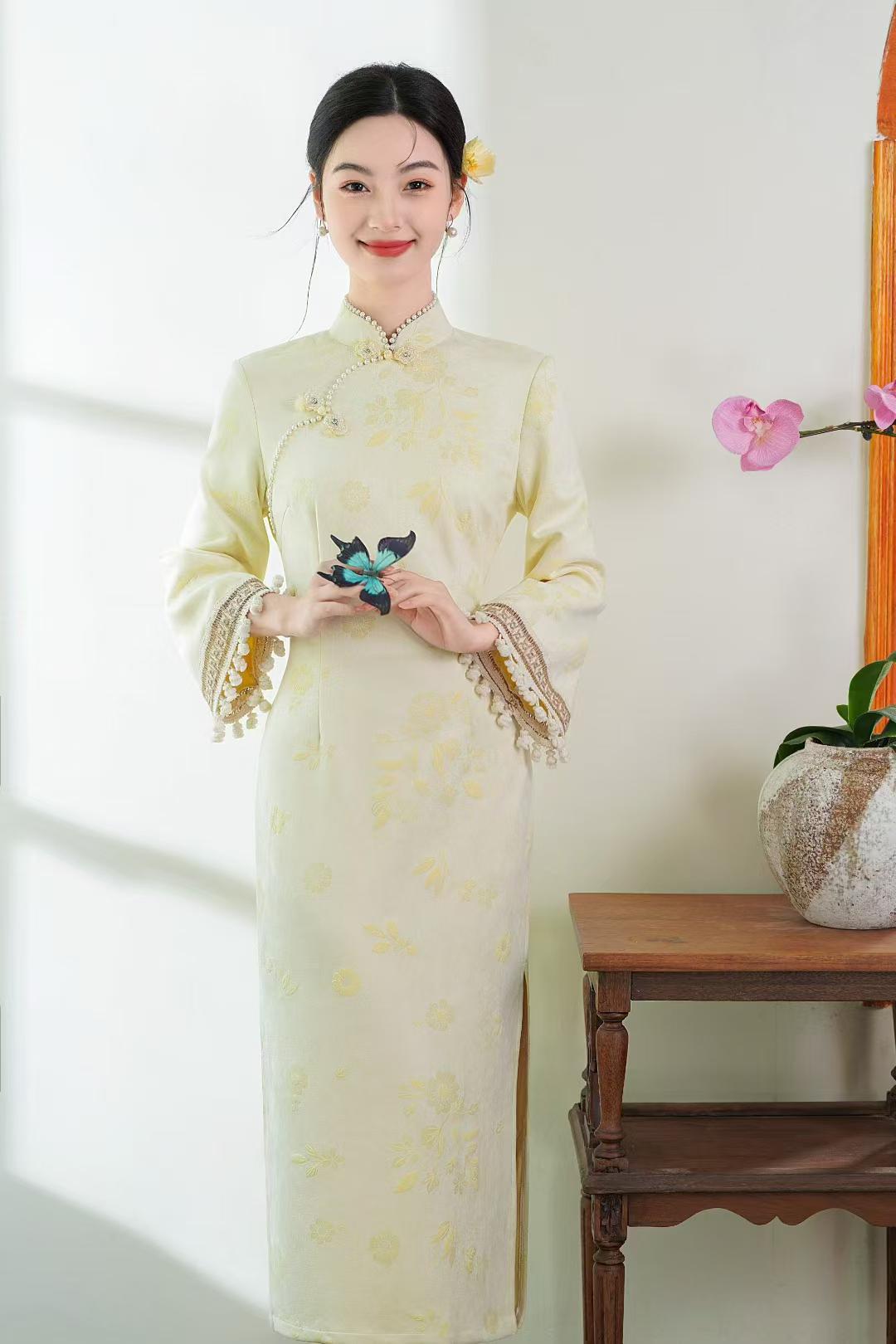 Women's Floral Lace Qipao Cheongsam Dress