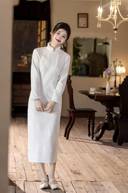 Women's Floral Qipao Cheongsam Dress – Gold Jacquard – additional product view