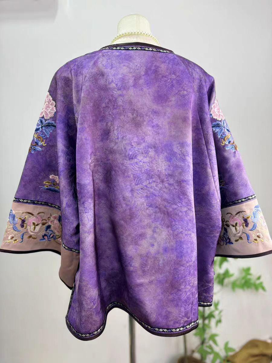 Green Floral Embroidered Vintage Silk Chinese Style Vest – additional product view