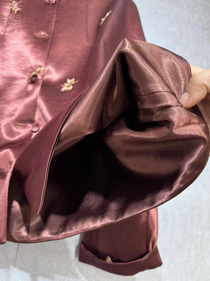 Women's Black Embroidered Satin Chinese Tang Jacket – additional product view