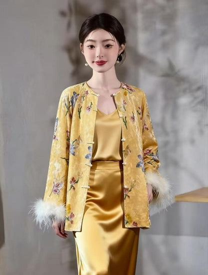 Women's Floral Silk Chinese Tang Jacket