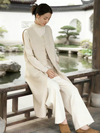 Women's Vintage Chinese Tang Jacket – Sleeveless Maxi – additional product view