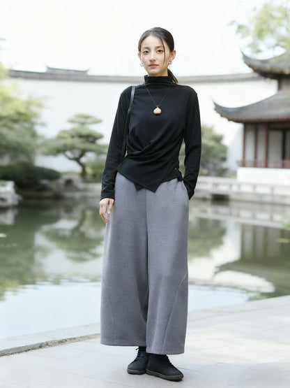 Vintage Tencel Chinese Style Wide-Leg Pants – additional product view