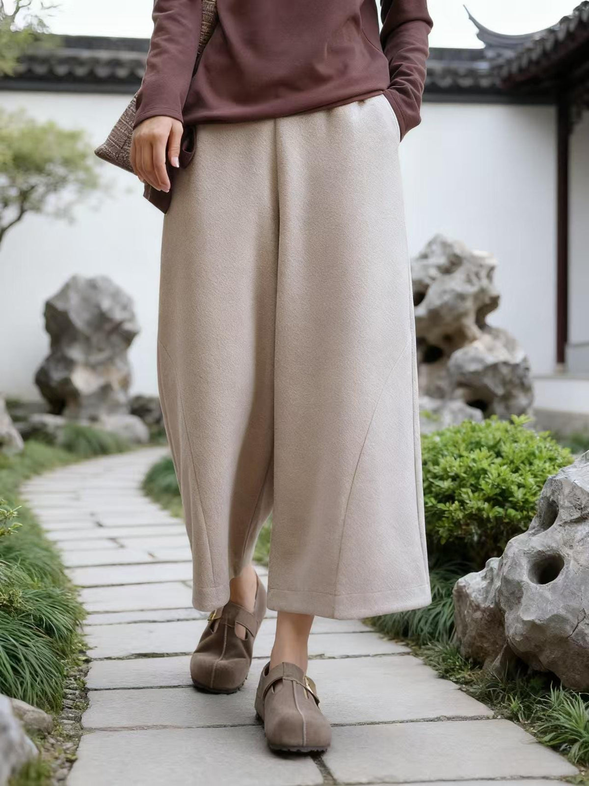 Vintage Tencel Chinese Style Wide-Leg Pants – additional product view