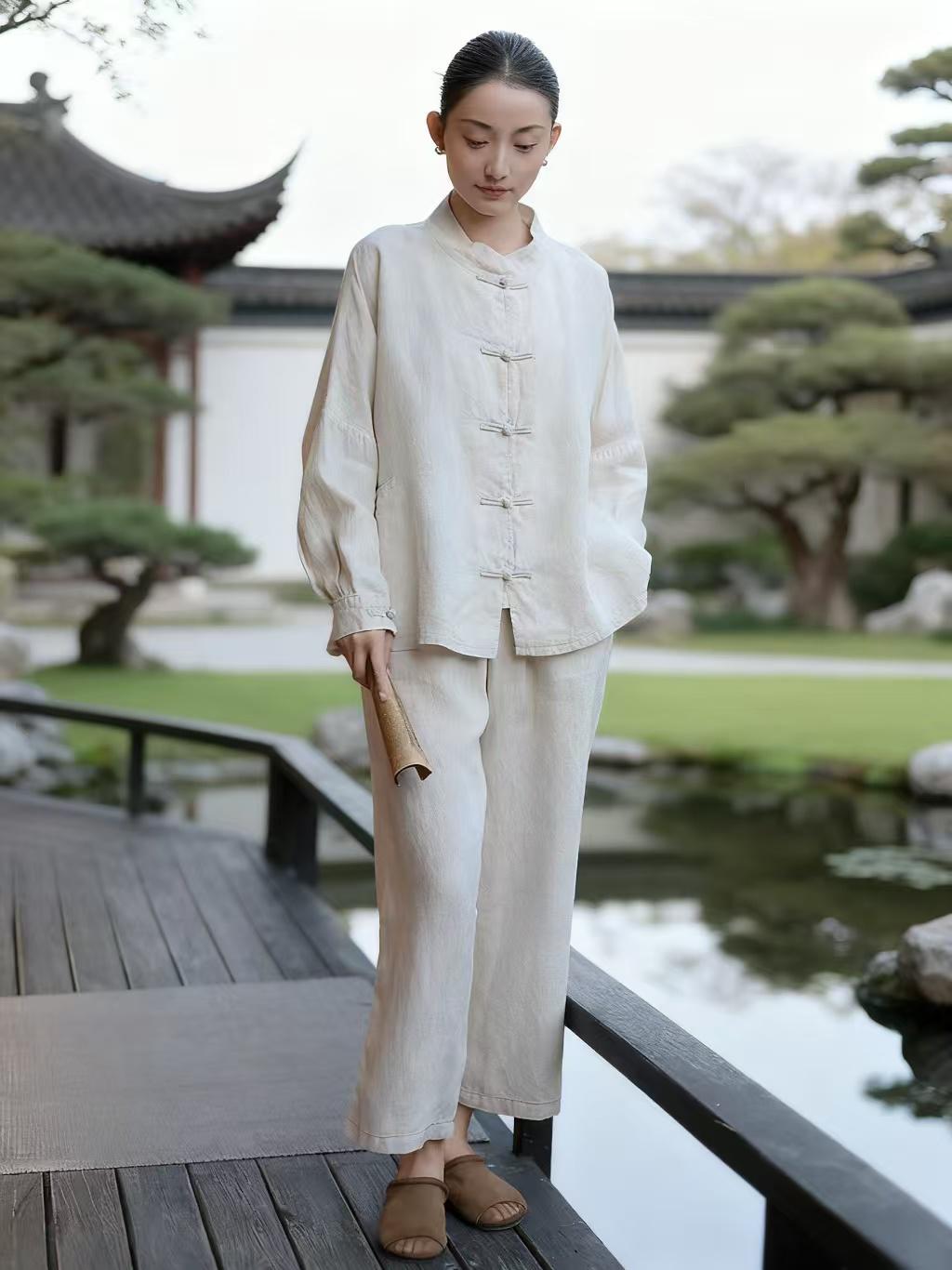 Women's Vintage Chinese Tang Jacket – Linen – additional product view