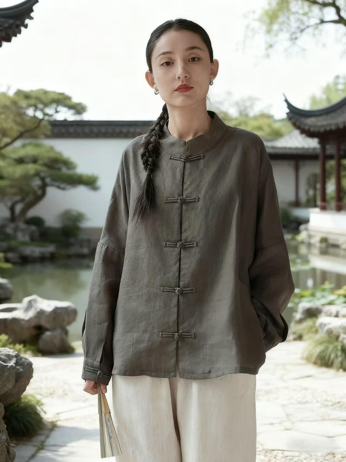 Women's Vintage Chinese Tang Jacket – Linen – additional product view