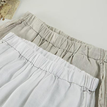 Vintage Linen Chinese Style Wide-Leg Pants – additional product view