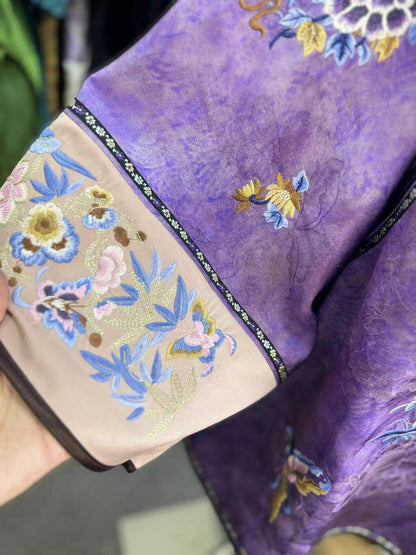 Green Floral Embroidered Vintage Silk Chinese Style Vest – additional product view