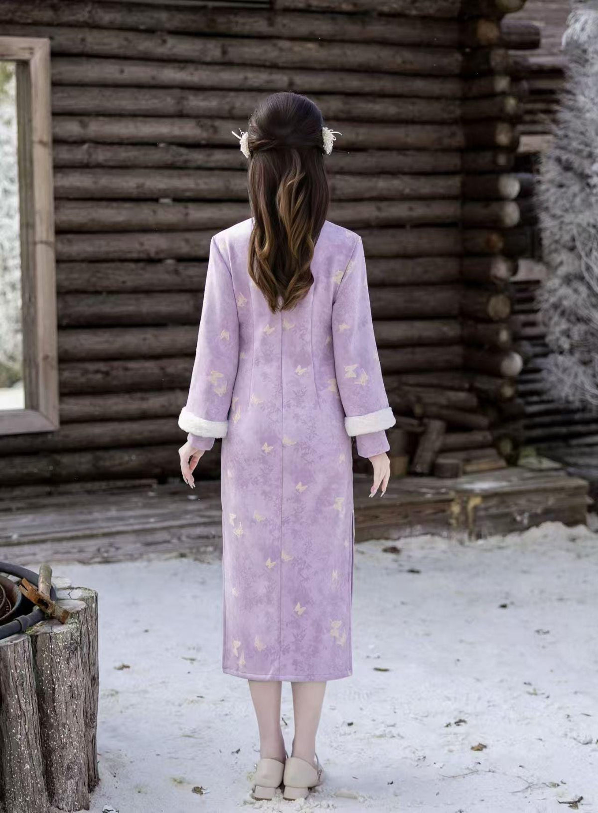 Women's Elegant Velvet Qipao Cheongsam Dress – Winter – additional product view