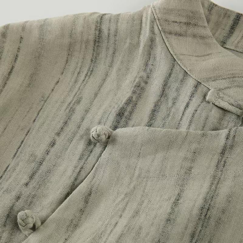 Women's Vintage Chinese Style Blouse – Linen High Collar – additional product view