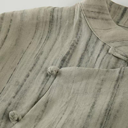 Women's Vintage Chinese Style Blouse – Linen High Collar – additional product view