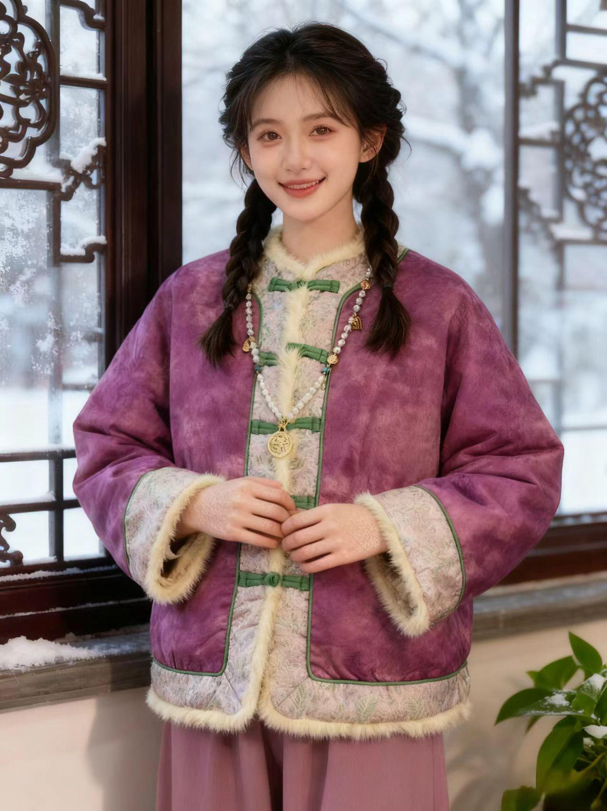 Women's Vintage Silk Chinese Tang Jacket – Winter – additional product view