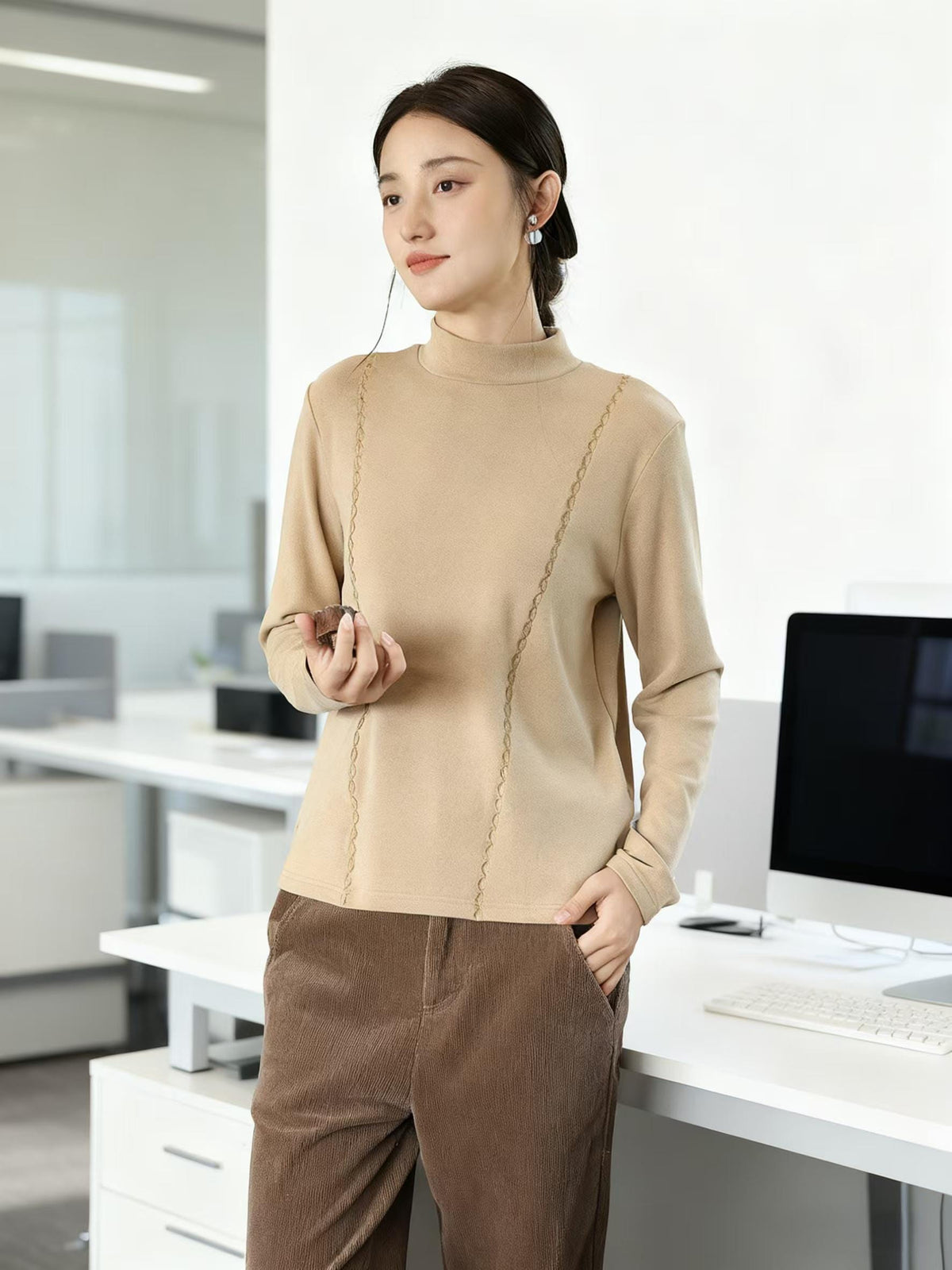 Women's Vintage Chinese Style Blouse – Acetate High Collar – additional product view