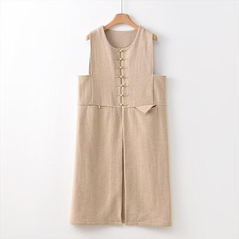 Women's Vintage Chinese Tang Jacket – Sleeveless Maxi – additional product view