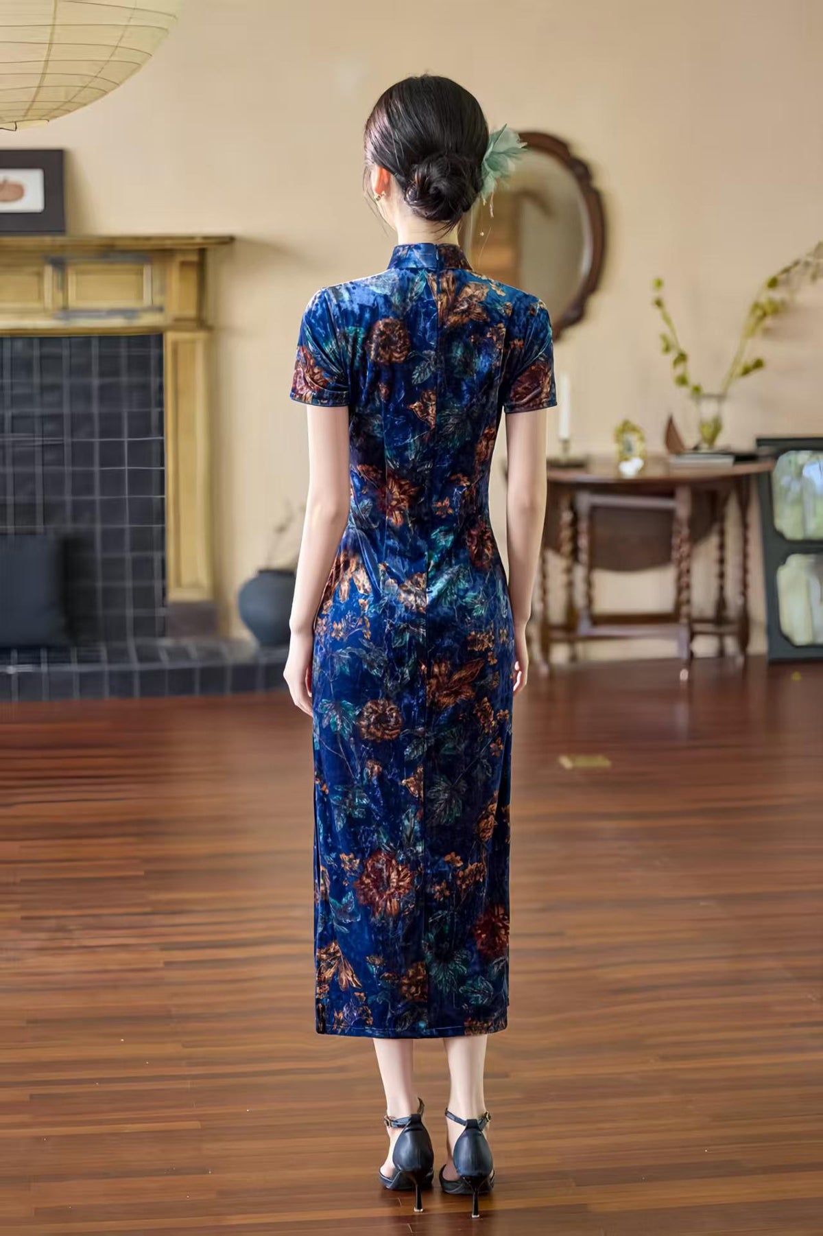 Women's Vintage Velvet Qipao Cheongsam Dress – additional product view
