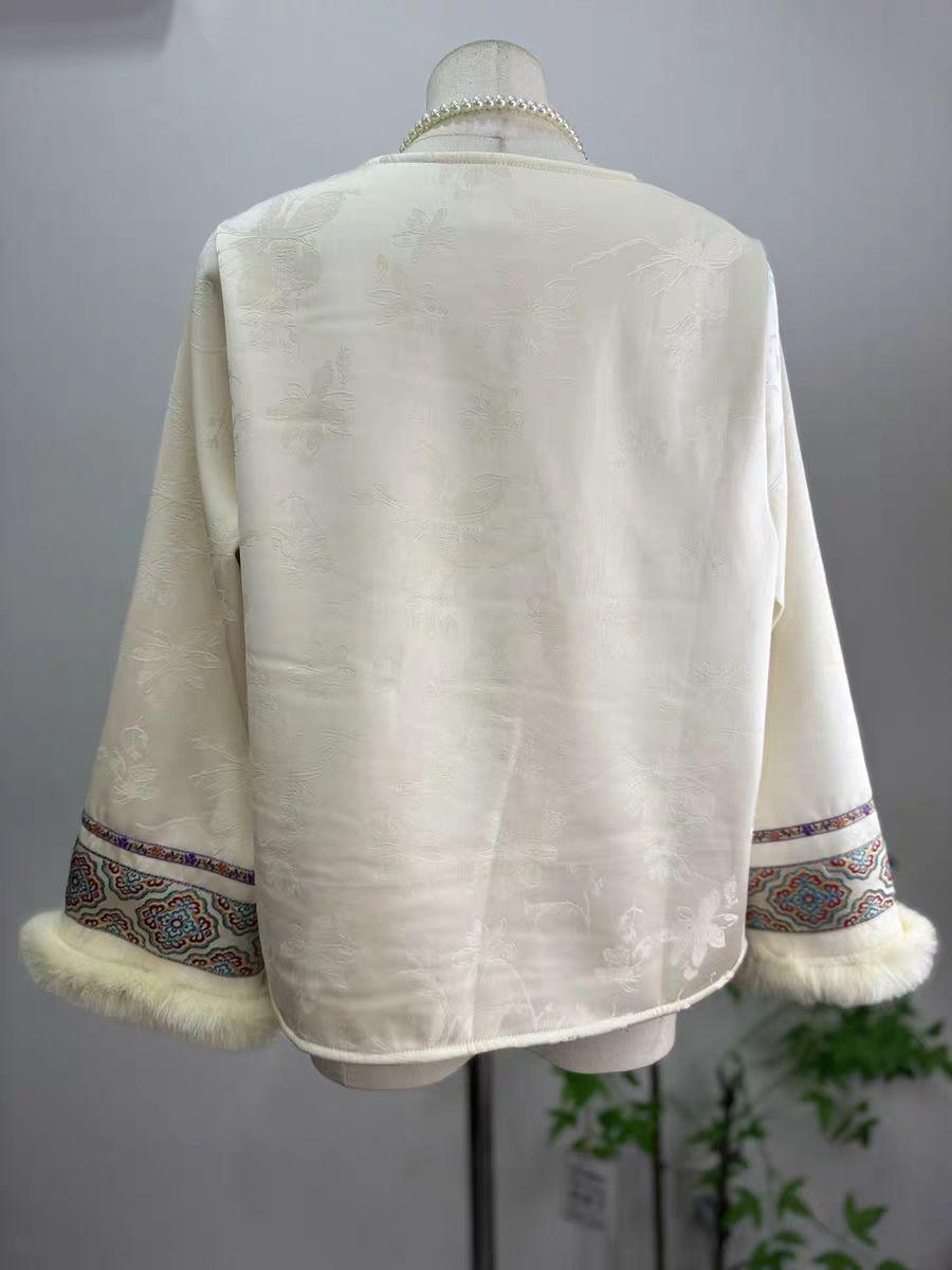 Women's Black Jacquard Silk Chinese Style Blouse – additional product view
