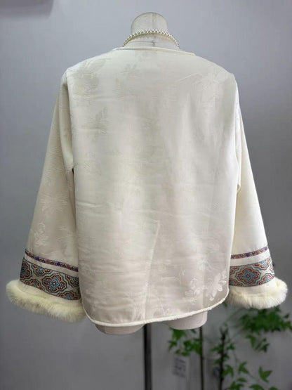 Women's Black Jacquard Silk Chinese Style Blouse – additional product view