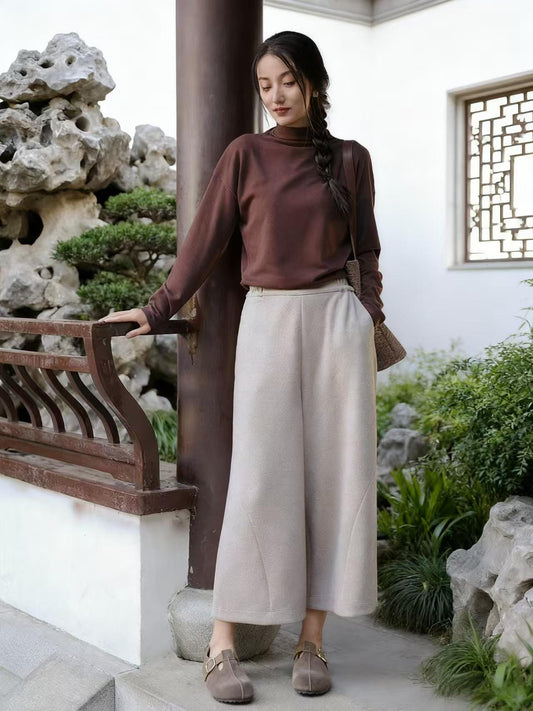 Vintage Tencel Chinese Style Wide-Leg Pants