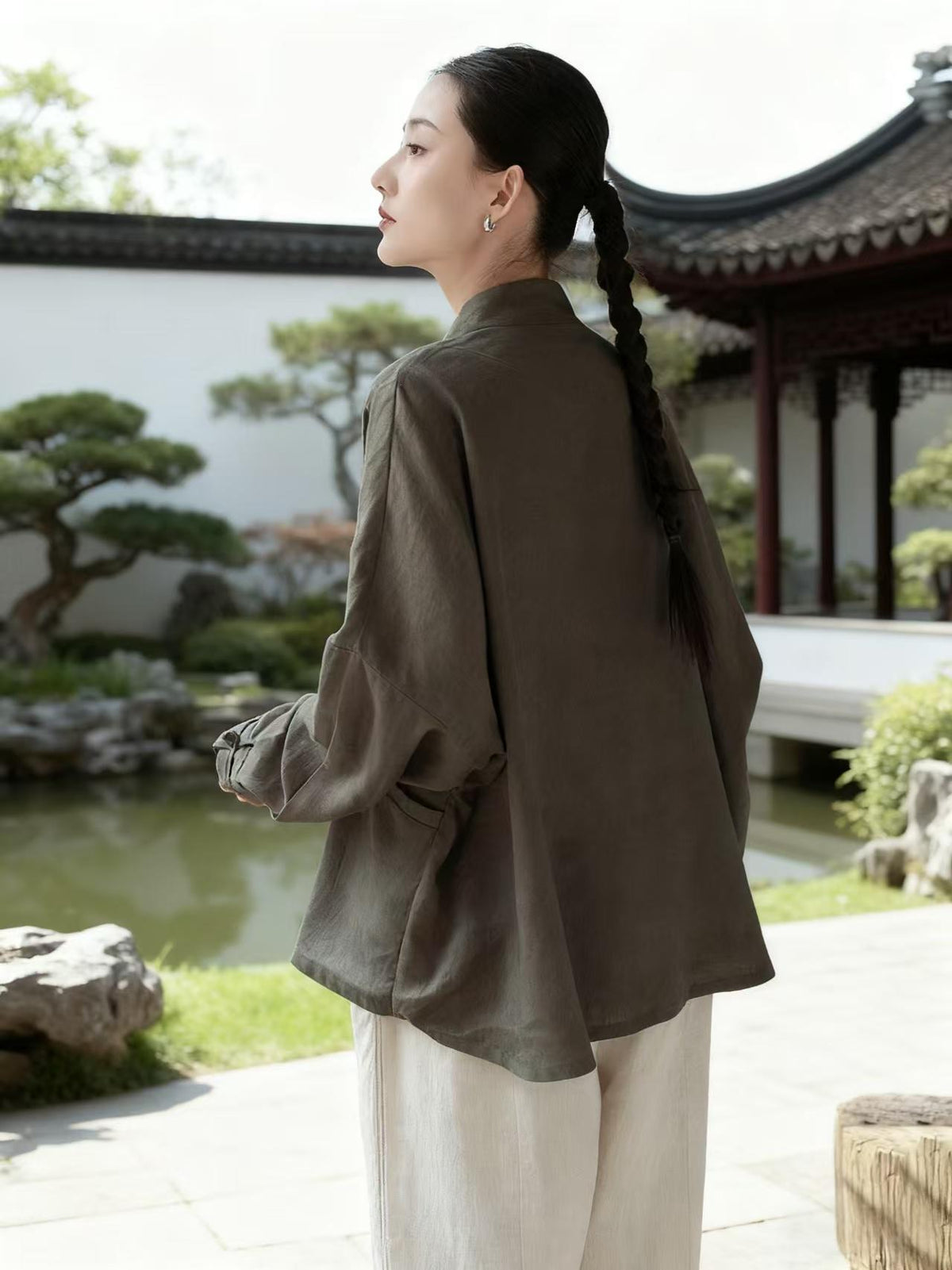 Women's Vintage Chinese Tang Jacket – Linen – additional product view