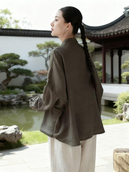 Women's Vintage Chinese Tang Jacket – Linen – additional product view