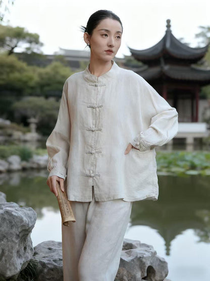 Women's Vintage Chinese Tang Jacket – Linen – additional product view