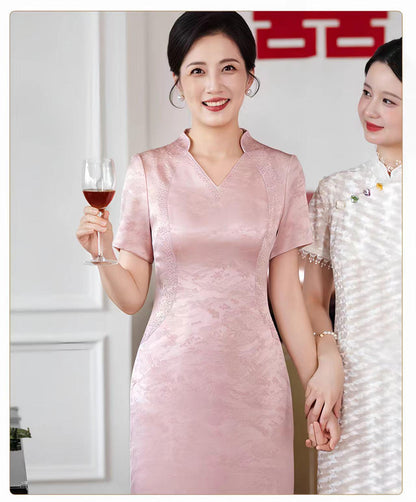 Women's Jacquard Qipao Cheongsam Dress – Short Sleeve – additional product view
