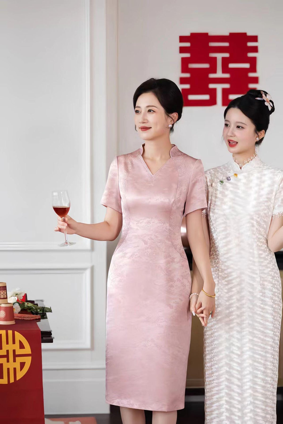 Women's Jacquard Qipao Cheongsam Dress – Short Sleeve – additional product view