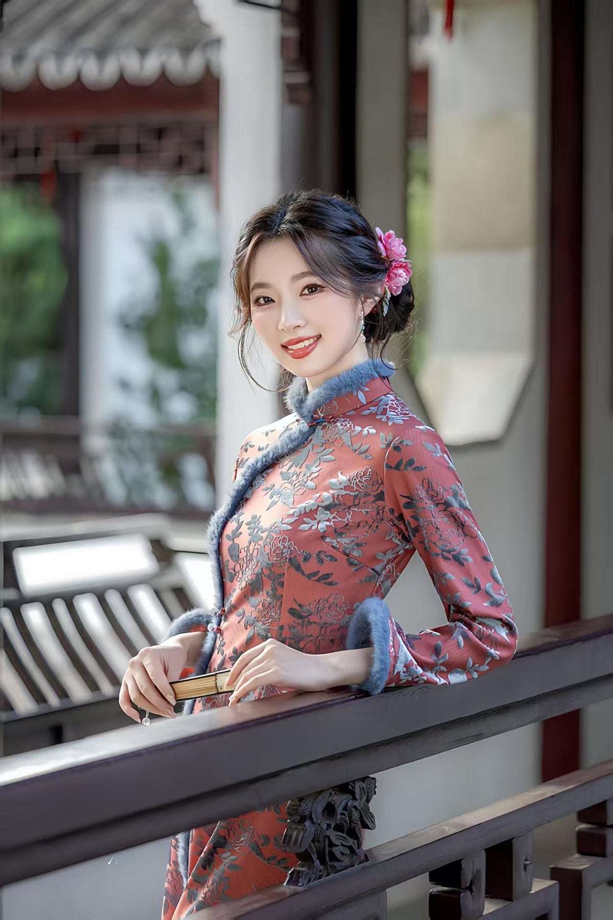 Women's Elegant Velvet Qipao Cheongsam Dress – Short Winter – additional product view