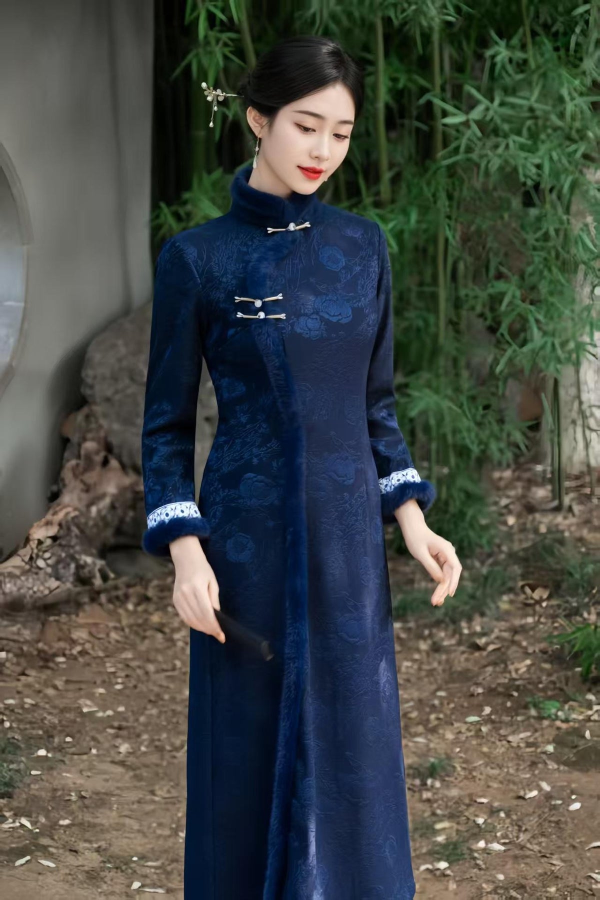 Women's Jacquard Qipao Cheongsam Dress – Winter – additional product view