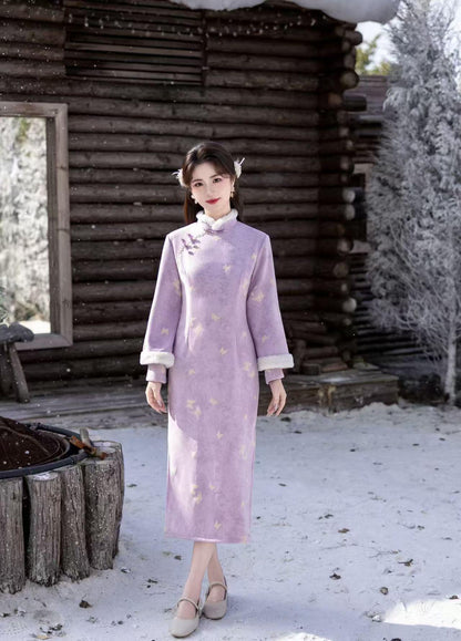 Women's Elegant Velvet Qipao Cheongsam Dress – Winter – additional product view